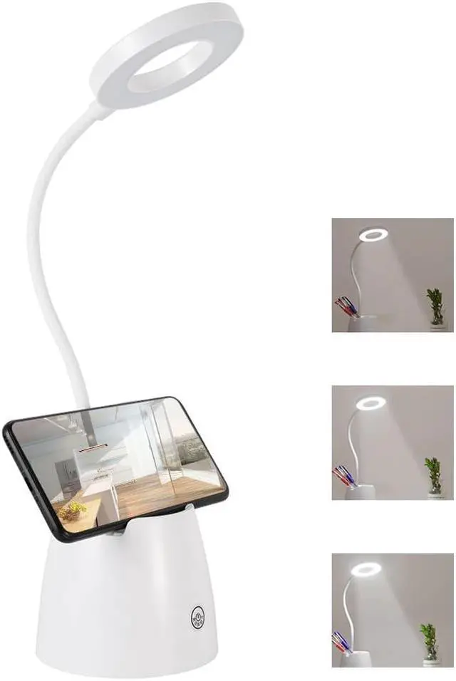 Alt view image 4 of 5 - Holder Circular Table Lamp USB Desk lamp Rechargeable Adjustment Table Reading Lamp with Phone Holder Children  Holder