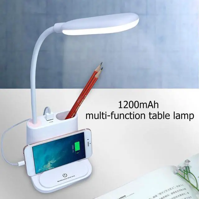 Alt view image 2 of 5 - LED Touch Desk Lamp USB Rechargeable Bedroom Table Light Mobile Phone Bracket Pen Holder Reading lamp