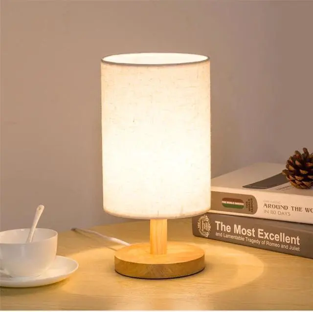 Alt view image 2 of 5 - Wood Table Lamp Modern living room Bedroom Bedside Lamp Night Light Warm White Gift Wood Table lamp Kids Room decor