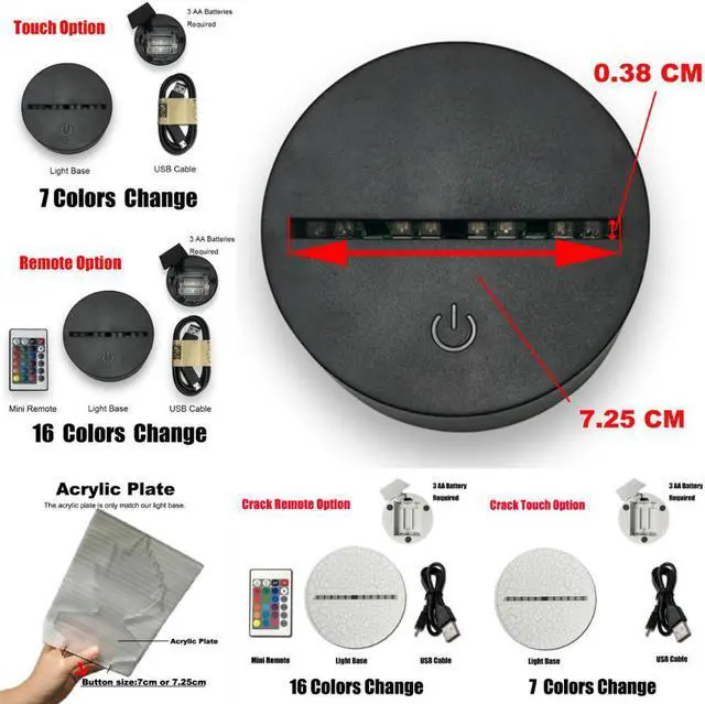 Alt view image 5 of 5 - Headphones Desk 3D Lamp Light Acrylic Plate LED Colorful USB Dry Battery Charging Black White Base Presents Decor