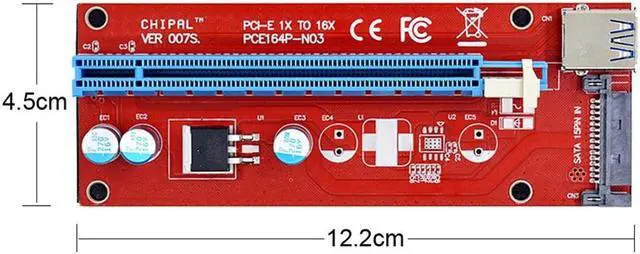 Alt view image 2 of 5 - VER007 PCI-E Riser Card 007S PCI Express PCIE 1X 16X Adapter 60CM 100CM USB 3.0 Cable SATA Power for Bitcoin Mining Miner