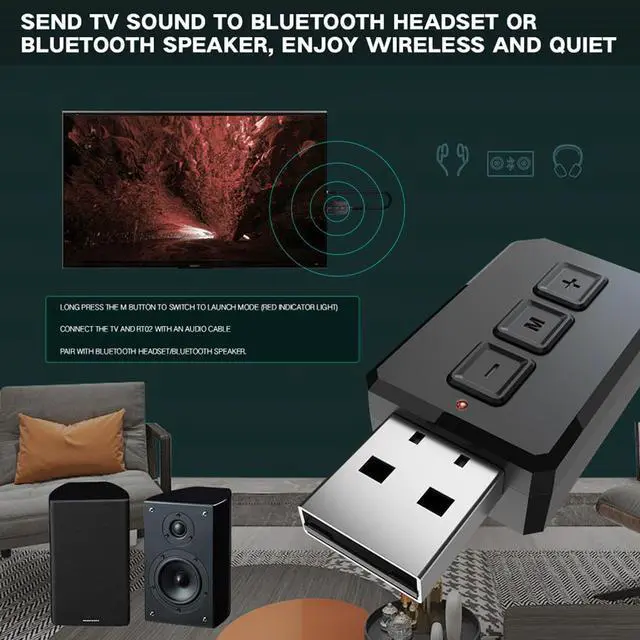 Alt view image 5 of 5 - Bluetooth 5.0 Adapter Dongle Handsfree Bluetooth Receiver Transmitter Mini Audio Adapter For Car TV Computer PC Laptop Music