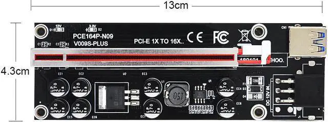 Alt view image 3 of 5 - VER009S Plus PCI-E Riser Card 6Pin Power PCI Express 1X to 16X Reinforce Card 60cm USB 3.0 Cable for BTC LTC Mining