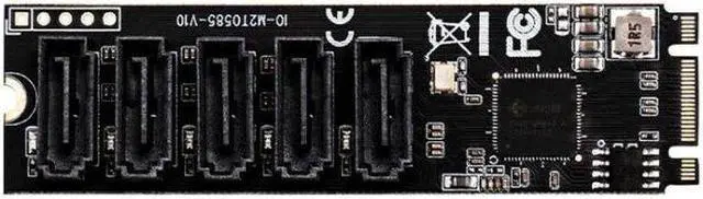 Alt view image 2 of 4 - 3.0 SSD M.2  NVME   to 5 Ports 7Pin SATA 3.0  6G  m2 pci express pci-e Adapter with SATA  cable  JMB585 Chip