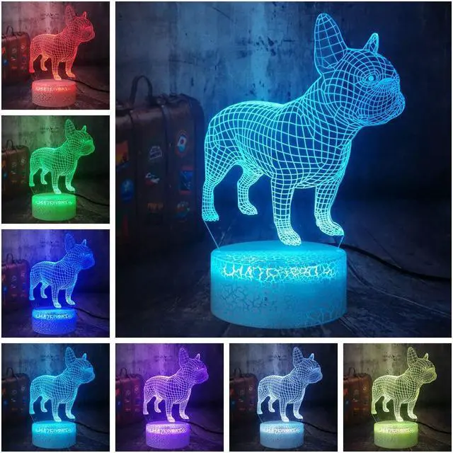 Alt view image 7 of 7 - 3D LED Desk Lamp French Bulldog Cute Puppy RGB Night Light Animal Table Home Sleep House Decor Lamp Child Kid Holiday lamp Toys