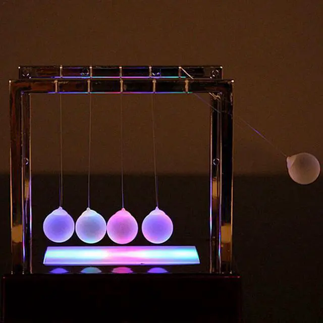 Alt view image 3 of 5 - LED Light Swing Balls Ornaments Balance Pool Physical Energy Conservation Model Metal Craft Living Room Decor Gift Toys