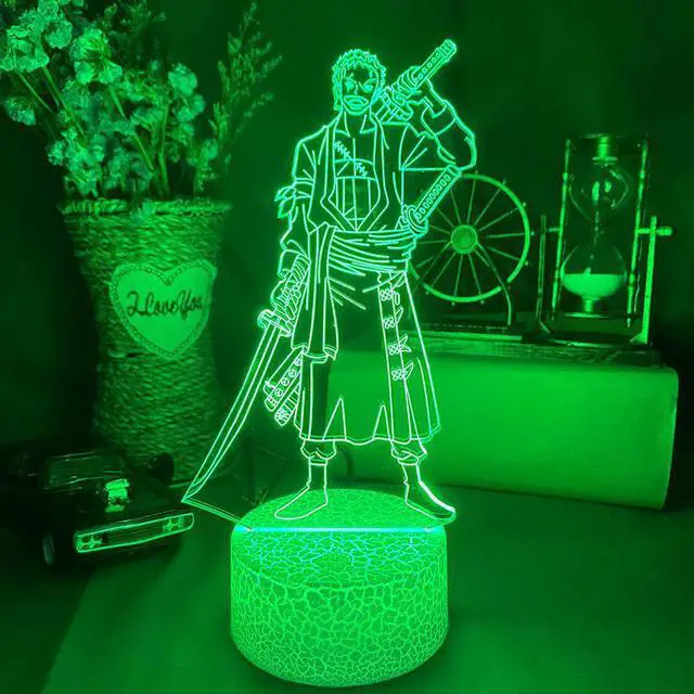 Alt view image 5 of 5 - Zoro Figure Led Night Light for Kids Bedroom Decoration Japanese Anime One Piece Nightlight Gift Cool Bedside Table Lamp
