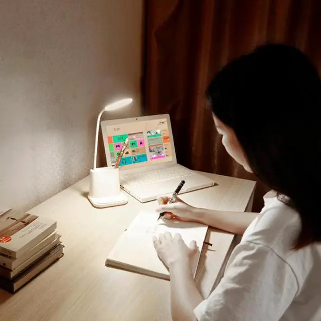 Alt view image 5 of 5 - LED Touch Desk Lamp USB Rechargeable Bedroom Table Light Mobile Phone Bracket Pen Holder Reading lamp