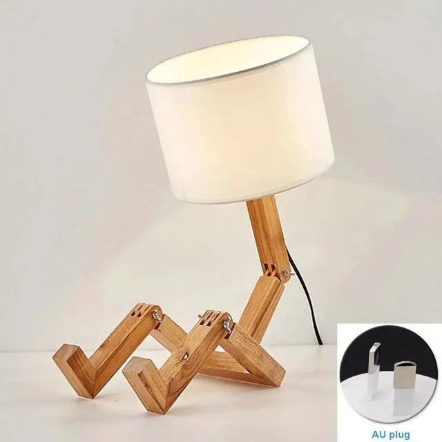 Alt view image 5 of 5 - Eye Protection LED Table Lamp Robot Shaped Wooden Base Lighting Fixture Flexible Learning E27 For Bedroom Nordic Modern