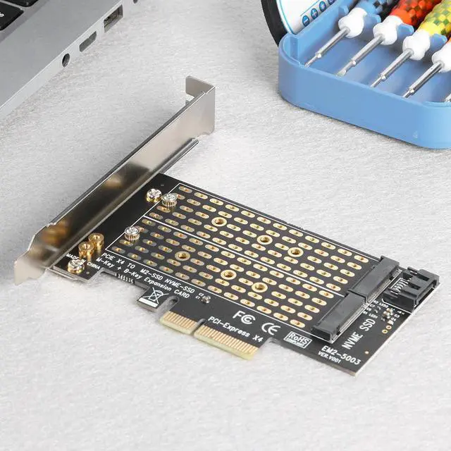 Alt view image 4 of 5 - to M2/M.2 Adapter Add On Cards SATA M.2 SSD Adapter NVME/M2 Adapter SSD M2 to SATA PCI-E Card M Key +B Key cards