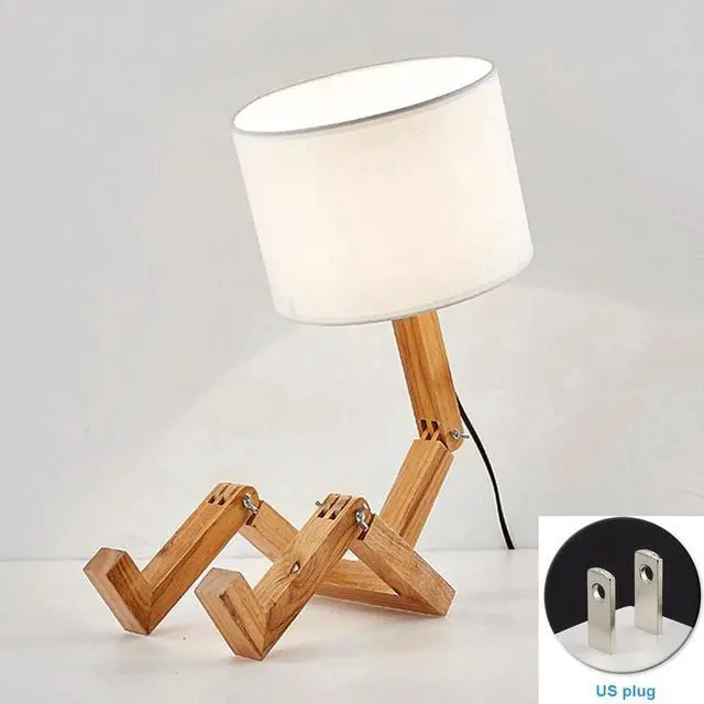 Alt view image 3 of 5 - Eye Protection LED Table Lamp Robot Shaped Wooden Base Lighting Fixture Flexible Learning E27 For Bedroom Nordic Modern