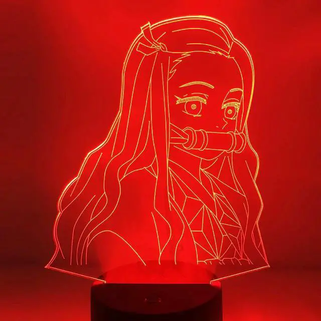 Alt view image 4 of 5 - Night Light Kimetsu No Yaiba Nezuko Kamado Figure for Bedroom Decor Nightlight Kids Child Table 3d Lamp Demon Slayer Gift