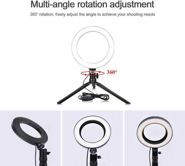 Alt view image 2 of 5 - Ring Desk Lamp USB Port NEW Photography Selfie  Light Dimmable Table Desk Lamp for Bedside Read Study Luminaria De Mesa