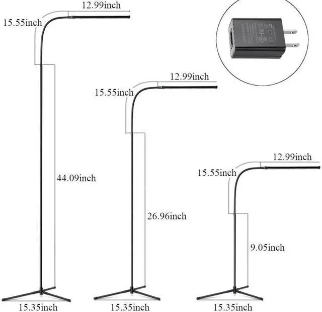 Alt view image 5 of 5 - Sell Modern 8W White & Warm White LED Floor Lamp Dimmer USB Desk Reading Light Fixture for Bedroom DecorTriangle Floor Lamp
