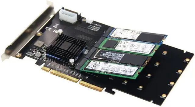 Alt view image 3 of 5 - on Cards Adapter M.2 Raid Controller/Ssd/Card Pci-E/Pcie M.2 Ssd Cooling Heatsink Pcie X16 for M.2 2280 Nvme Ssd +Fan