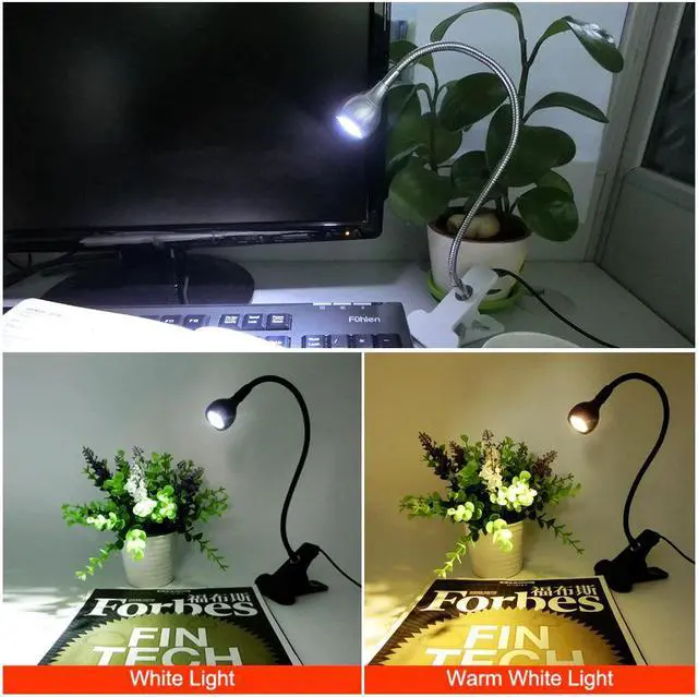 Alt view image 4 of 5 - Power Clip Holder LED Book Light Desk Lamp 1W Flexible LED Reading Book Lamp Switch On/Off Table Lamp for Bedroom Study Room