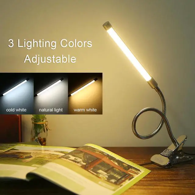 Alt view image 4 of 5 - Arm Table Lamp 20Led Flexible Gooseneck Dimming Desk Lamp Clip On led desk lamp For Reading Bedroom Led Light 3 Color Modes