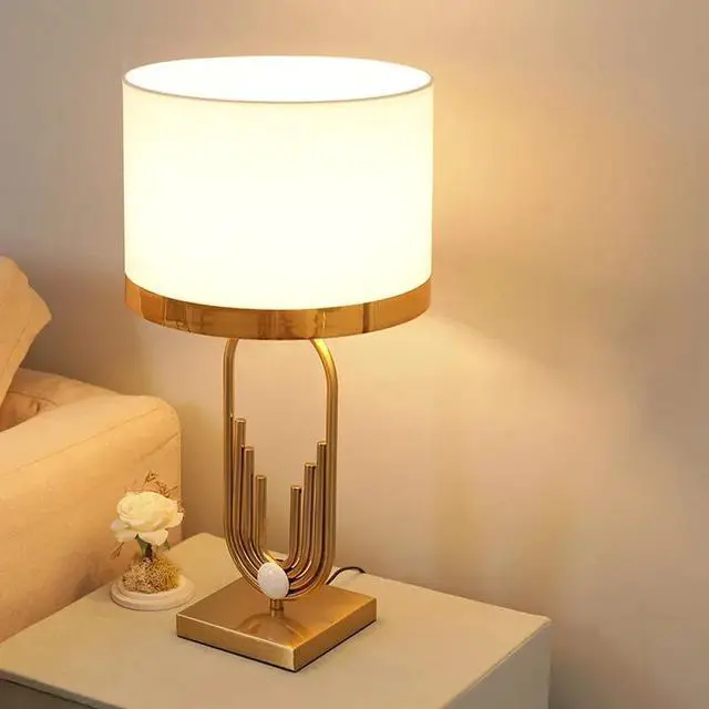 Alt view image 2 of 5 - Design Table Lamp Art Decor Home Lighting Modern Fabric Lampshade Desk Lamp Living Room Bedside Bedroom Light Fixtures