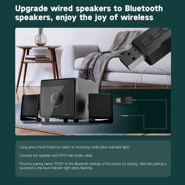 Alt view image 4 of 5 - Bluetooth 5.0 Adapter Dongle Handsfree Bluetooth Receiver Transmitter Mini Audio Adapter For Car TV Computer PC Laptop Music