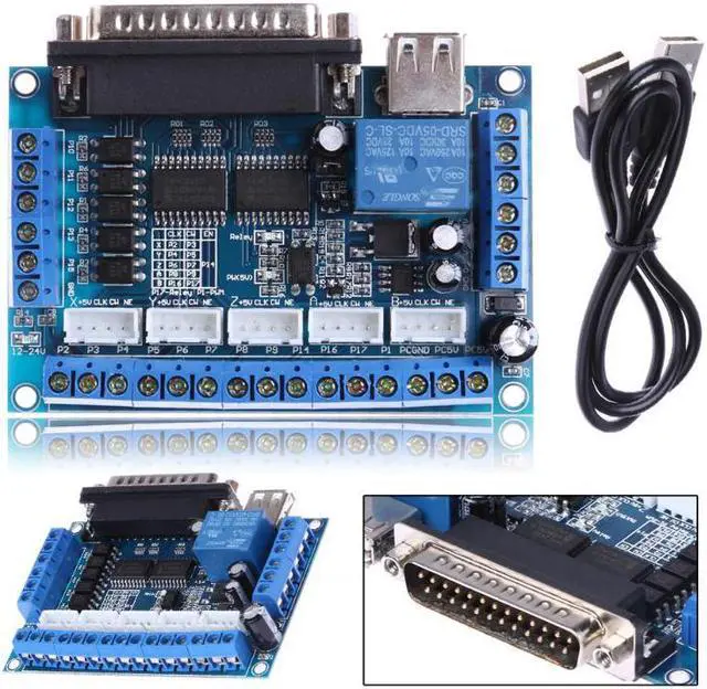 Alt view image 2 of 5 - 90x70x15mm DC 12-24V 17 LPT ports PCI Expansion Card with USB Cable for Mach3 CNC/power supply
