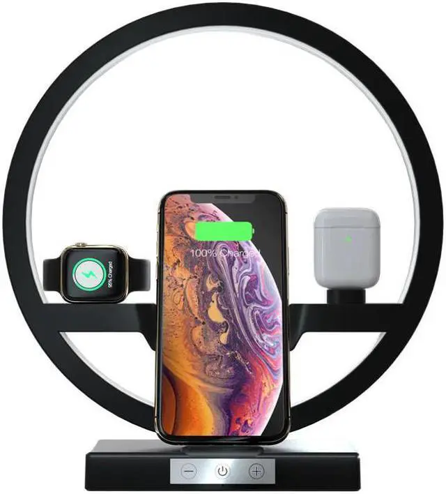 Main image of 5V USB Wireless Fast Charging Table Light Touch Switch Stepless Dimming Bedside Lamp for Watches Cell Phones Headphones 3-In-1