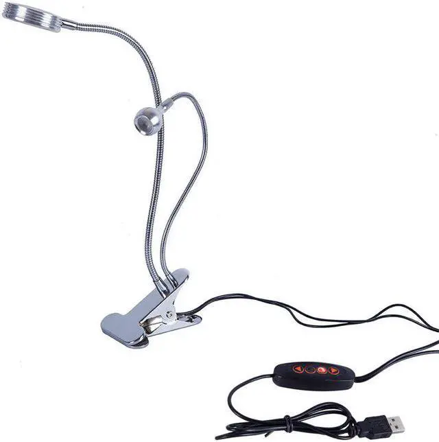 Alt view image 3 of 5 - dimmable 360 degree bendable led table light double head decorate led desk lamp book reading light 4W clip working light