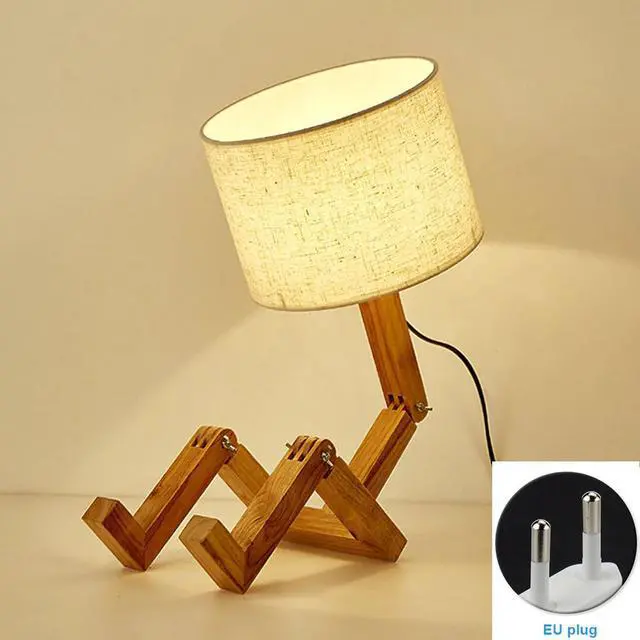 Main image of Eye Protection LED Table Lamp Robot Shaped Wooden Base Lighting Fixture Flexible Learning E27 For Bedroom Nordic Modern