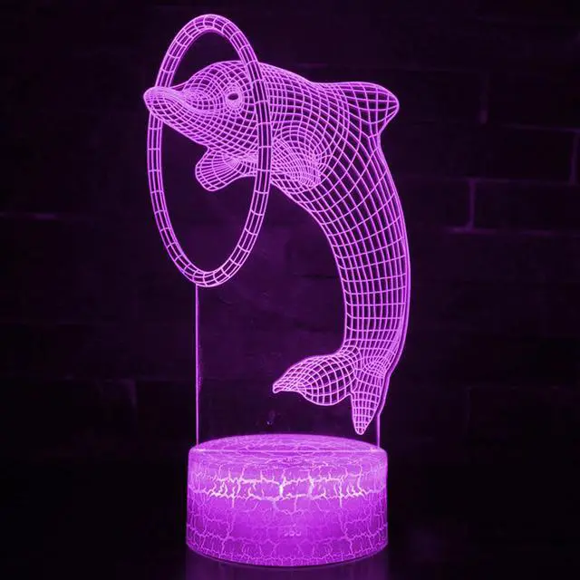 Alt view image 2 of 5 - / Touch Control 3D LED Night Light LED Table Desk Lamp Dolphin LED Night Light Color Change 3D LED Light for Kids Gift 30