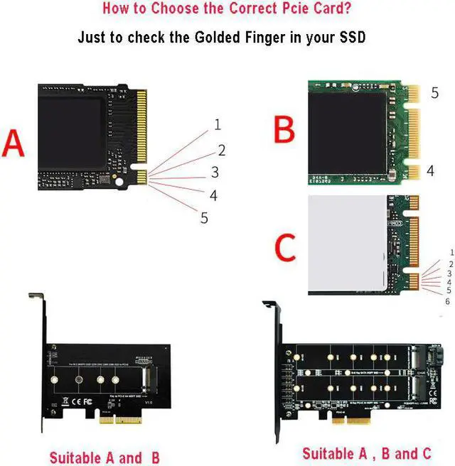 Alt view image 5 of 5 - PCIe Adapter M2 NGFF SSD NVME M Key SATA-based B Key to PCI-e 3.0 X4 X8 X16 2230-2280 size  ssd Controller Converter Card