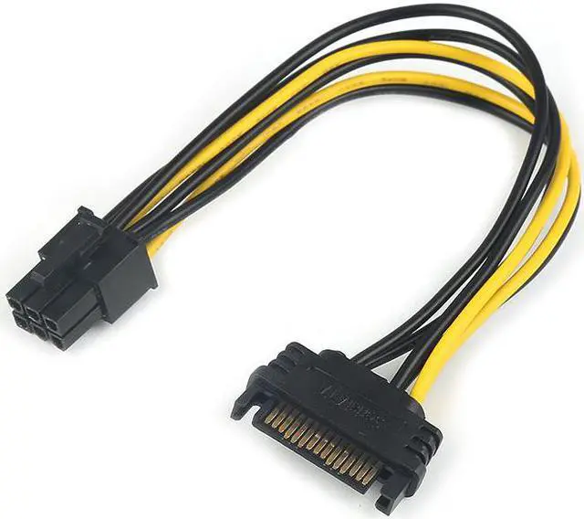 Alt view image 3 of 5 - 20CM SATA Power Cable 15 Pin To 6 Pin PCI Express PCI-E Sata Converter Graphics Video Card Length Power Cable Adapter