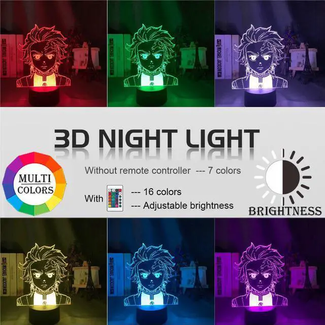 Alt view image 3 of 5 - No Yaiba Tanjiro Kamado Figure Led Night Light for Kids Bedroom Decor Nightlight Child Desk 3d Lamp Demon Slayer Gift