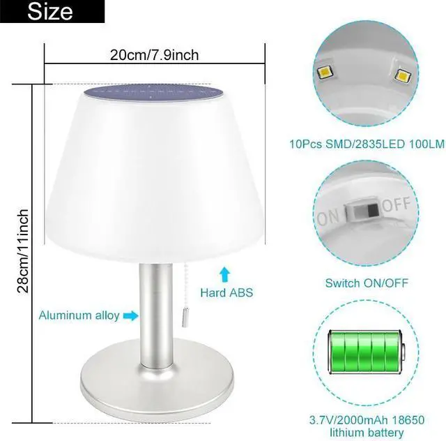 Alt view image 2 of 5 - Power Desk Light Waterproof Outdoor Indoor Table Lamp Three Working Mode Decoration Book Lights For Bedroom Bar