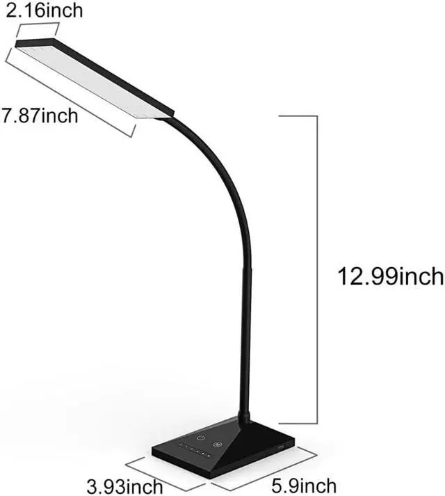 Alt view image 2 of 5 - 7 kinds of brightness dimming table lamp, eye protection reading lamp with full touch control DC 5V USB Charging Port