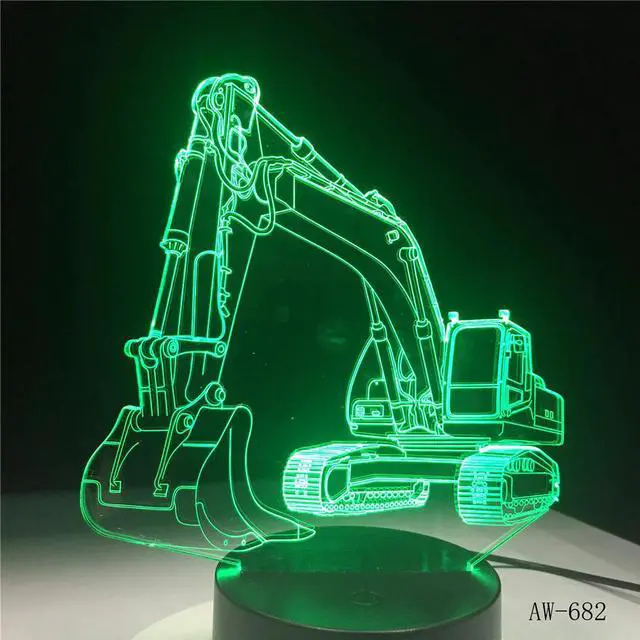 Alt view image 5 of 7 - 3D Excavator Night Light LED Table Lam 7 Colors USB Novelty Car Shape Desk Bedside Nightlight Deco Lamps For Kids Gift AW-682
