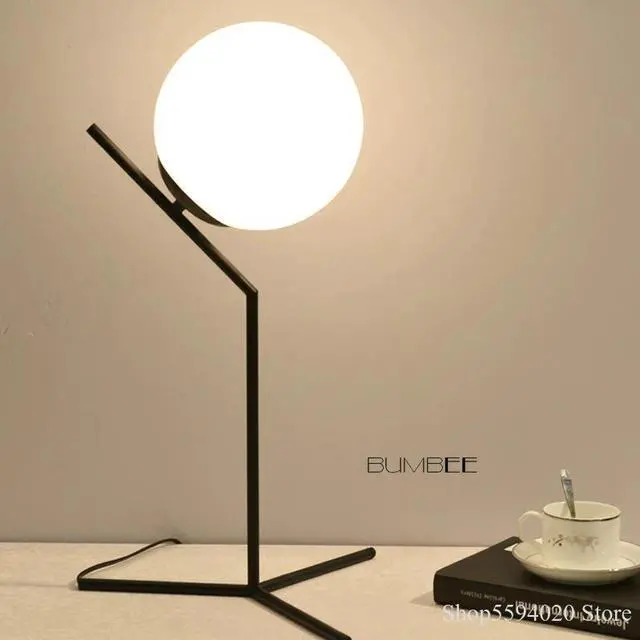 Main image of Glass Round Ball Decorative Table Lamp Bedroom Bedside Lamp Desk Lights Modern Minimalist Library Hotel Room Lamp