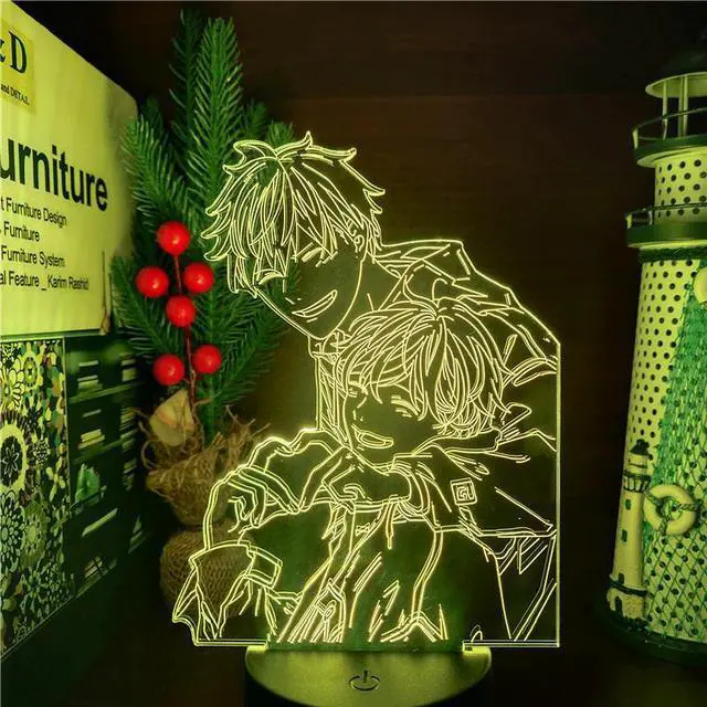 Alt view image 6 of 7 - Mafuyu And Uenoyama LED ANIME LAMP 3D Nightlights 7 Color Changing Visual Table Lamp For Xmas Gift