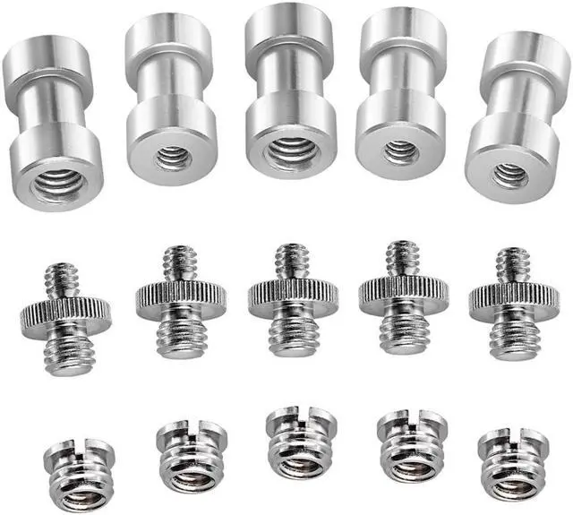 Main image of 15 Pieces 1/4" 3/8"Metal Threaded Screw Converter Adapter for DSLR Camera,Tripod,Shoulder Rig,Light Stand,Camera Cage