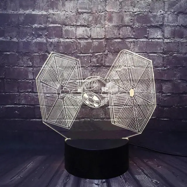 Main image of Wars cartoon 3D USB LED Lamp Toys Cartoon Tie Fighter Desk lamp Visual Night Light Table dimmer Kids Christmas Day toys