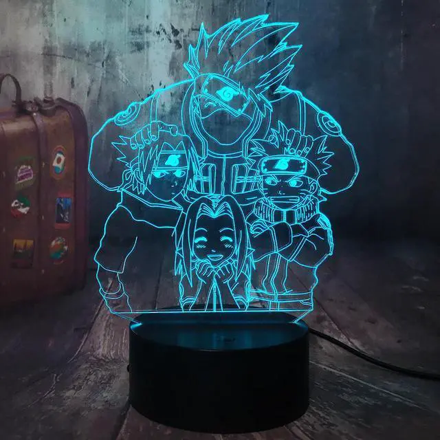 Alt view image 4 of 5 - Anime Figure 3D Optical Illusion Night Light Hatake Kakashi Uzumaki  Uchiha Sasuke Table Lamp Kid Christmas lamps