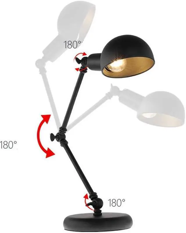 Alt view image 4 of 5 - for living room table top rustic farmhouse table lamp flexo escritorio led art deco vintage office black metal industrial