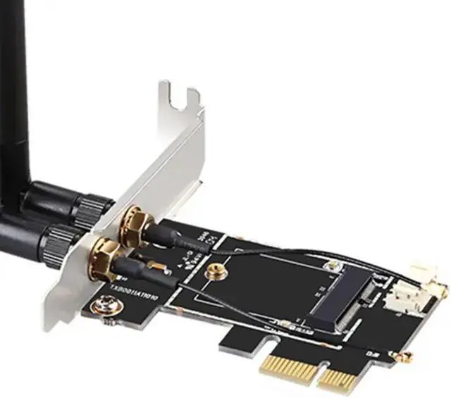 Alt view image 5 of 5 - Card to pciE-1X to NGFF-Ekey PCIE Laptop Pc WIFI WLAN Card Adapter Dual Antenna Adapter Board