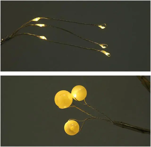 Alt view image 4 of 5 - Bedroom Table Lamp Night Lights USB Christmas Tree Lamp Copper Wire Gypsophila Tree Desk Light for Xmas Bed Room Decoration