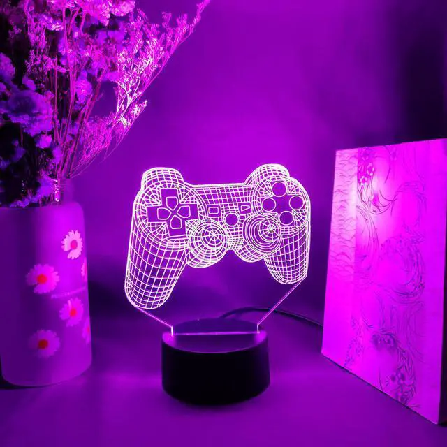 Alt view image 5 of 5 - 3D Vision Lamp Cool Gift for Game Fans Console Handle Image 7 Color Changing Touch Sensor Night Lamp for Bedroom Decoration