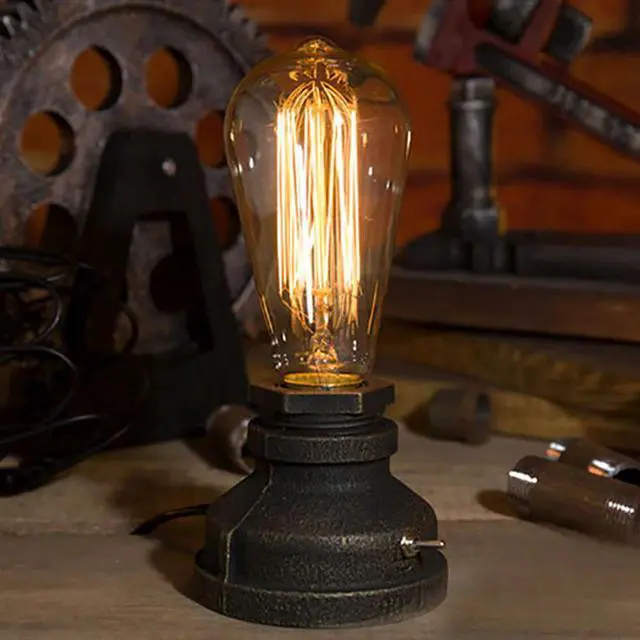 Alt view image 4 of 5 - Desk Lamp Table Light Dimming Night Light Edison Bulb American Country Style For Bar Cafe Industrial Table Lamp Luminaria