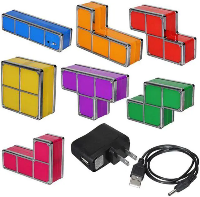 Alt view image 5 of 5 - Puzzle Light Stackable LED Desk Lamp Constructible Block Night Light 3D Retro Game Tower Lamp Baby Colorful Brick Toy
