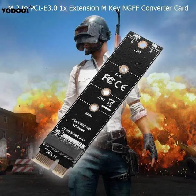 Alt view image 2 of 5 - Mini NVME Adapter Card M.2 to PCI-E3.0 1x High Speed Extension M Key NGFF Converter Card Module Support for