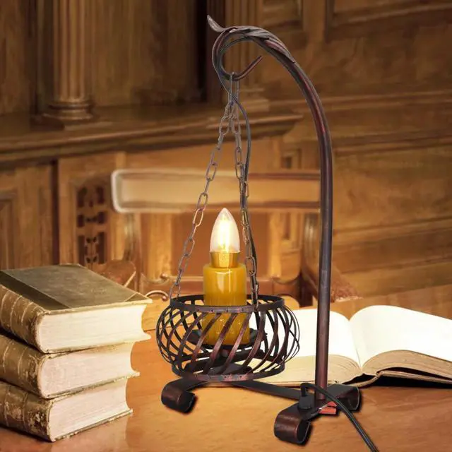 Alt view image 4 of 4 - American Vintage Candle Table Light with Plug,Old Design Kerosene Lamp Table Nightstand Lighting for Bedside Study Cafe