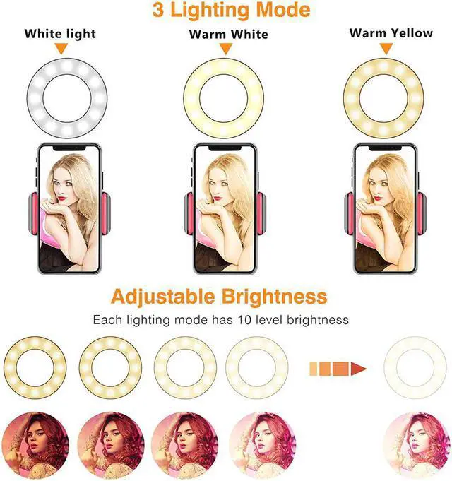 Alt view image 2 of 5 - Clip On Led Selfie Ring Light With Cell Phone Holder Flexible Dimmable Make up Lamp Desk Table Lamp Photo Studio For Live Stream