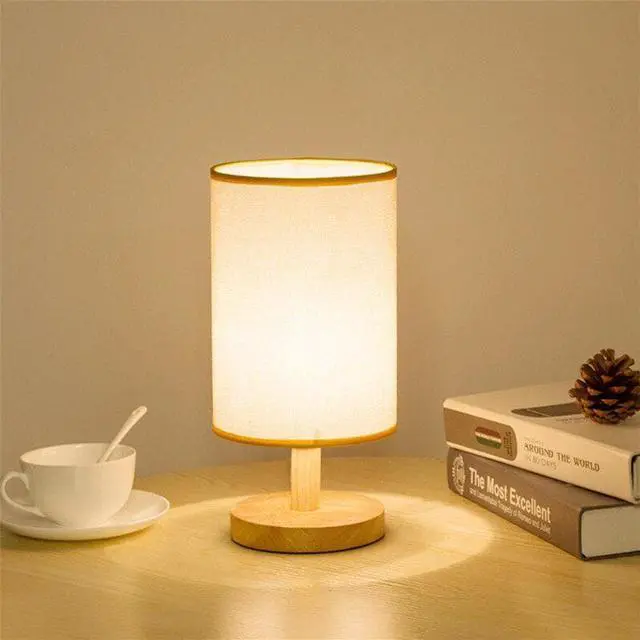 Alt view image 3 of 5 - Wood Table Lamp Modern living room Bedroom Bedside Lamp Night Light Warm White Gift Wood Table lamp Kids Room decor