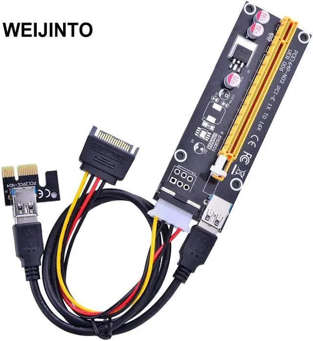 Alt view image 2 of 5 - lowest price PCI Express Riser Card PCI-E 1x to 16x Extender USB 3.0 data Cable&SATA to 4Pin IDE Molex Power cable  006